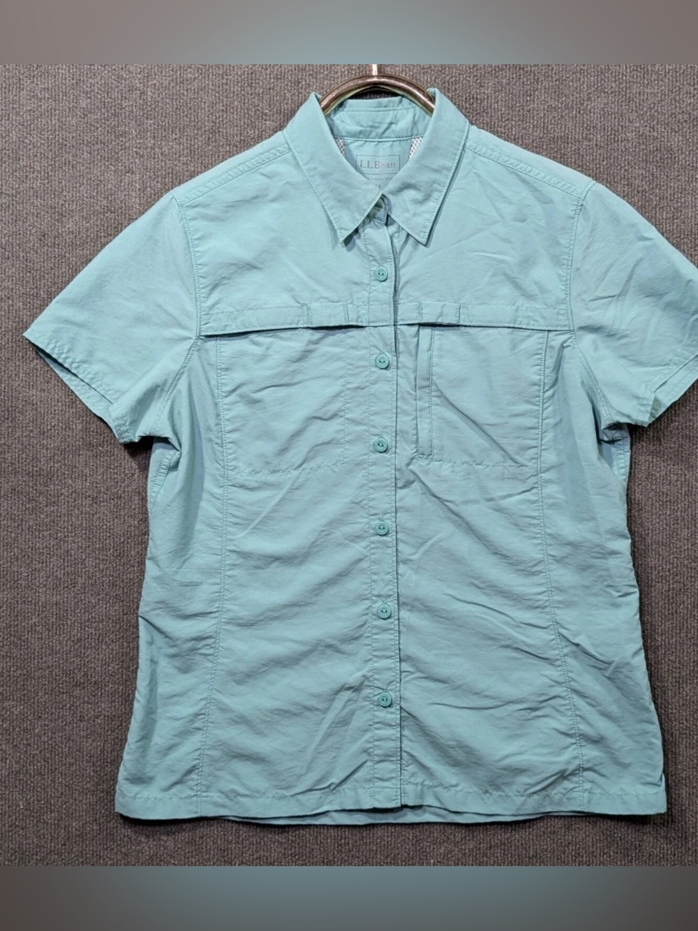 Light Aqua Short Sleeve Button-Up Shirt S